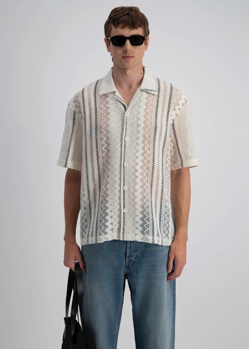 Chemise Crochet Rayée Blanc ADJ