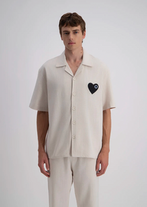 Chemise Decontracte Lin avec Coeur ADJ Beige