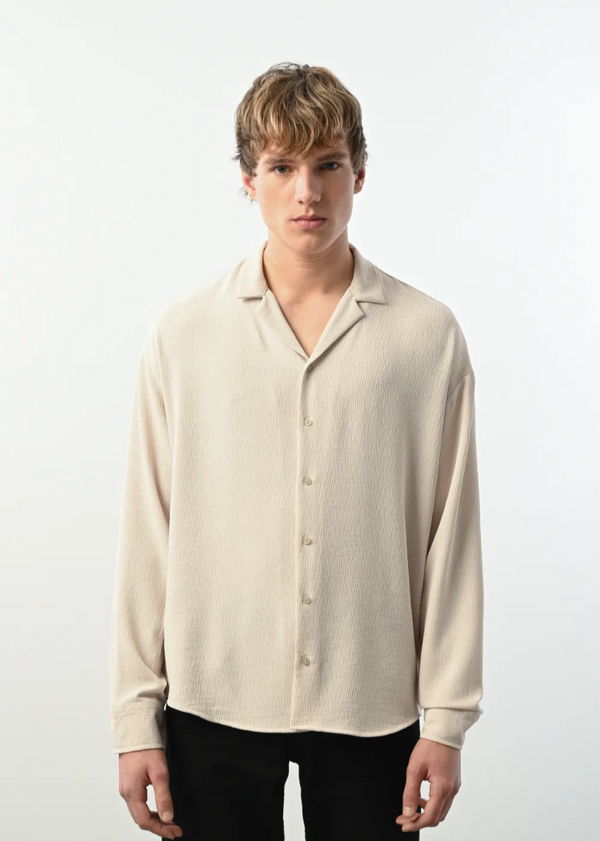 Chemise fluide noire manches longues – Marrakech 2434 – Beige