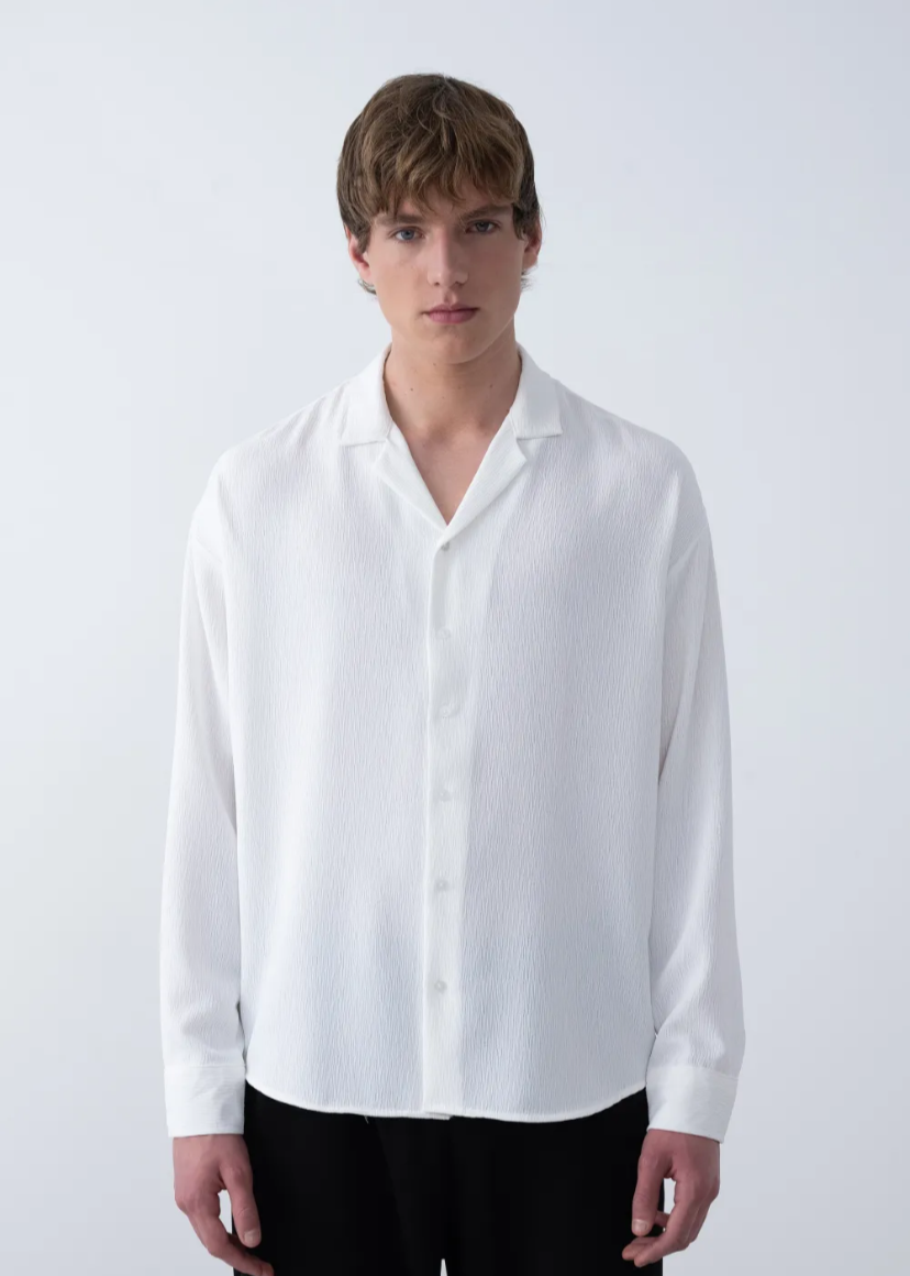 Chemise Texturée Manches Longues Marrakech Blanc