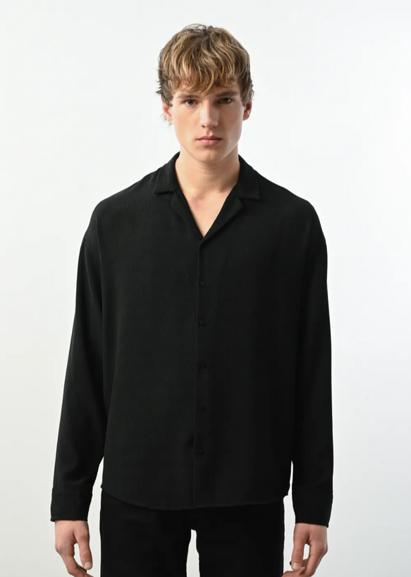 Chemise fluide noire manches longues – Marrakech 2434 – Noir