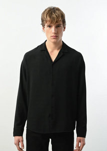 Chemise Texturée Manches Longues Marrakech Noir