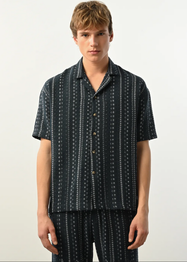 Chemise fluide imprimée pour homme Marrakech 2221 – Petrol