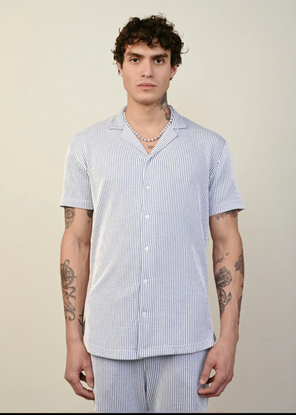 Chemise légère rayée homme Marrakech 1679 – Bleu