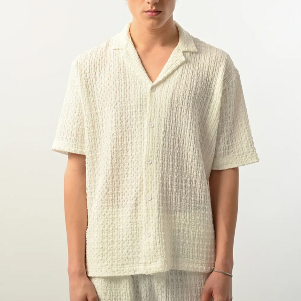 Chemise texturée légère à manches courtes Marrakech 2404 – Ecru