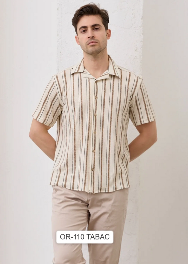 Chemise Légère Club Ju Rayée OR-011 – Beige