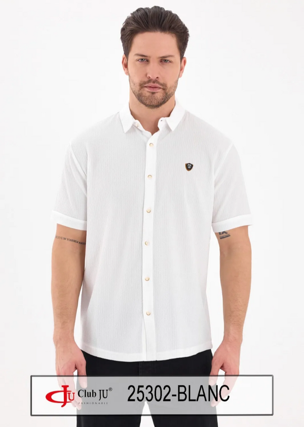 Chemise Légère Texturée Club Ju Classique 25302 – Blanc