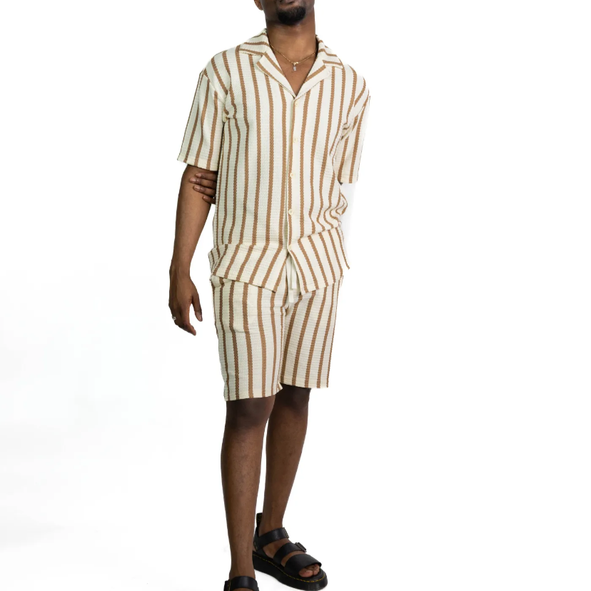 Ensemble chemise et short homme rayé Marrakech JK906