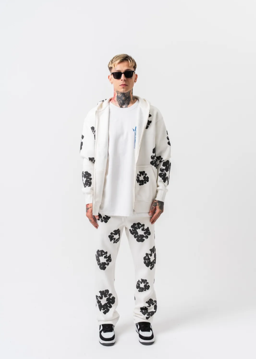 Ensemble Veste Pantalon Fleuri Hallstarz Blanc