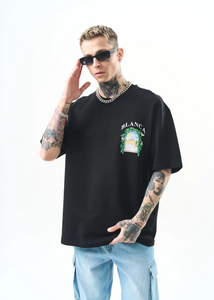 T-shirt oversize homme imprimé arcade végétale – style artistique 1581