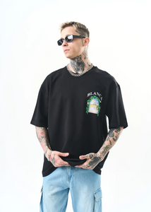 T-shirt oversize homme imprimé arcade végétale – style artistique 1581