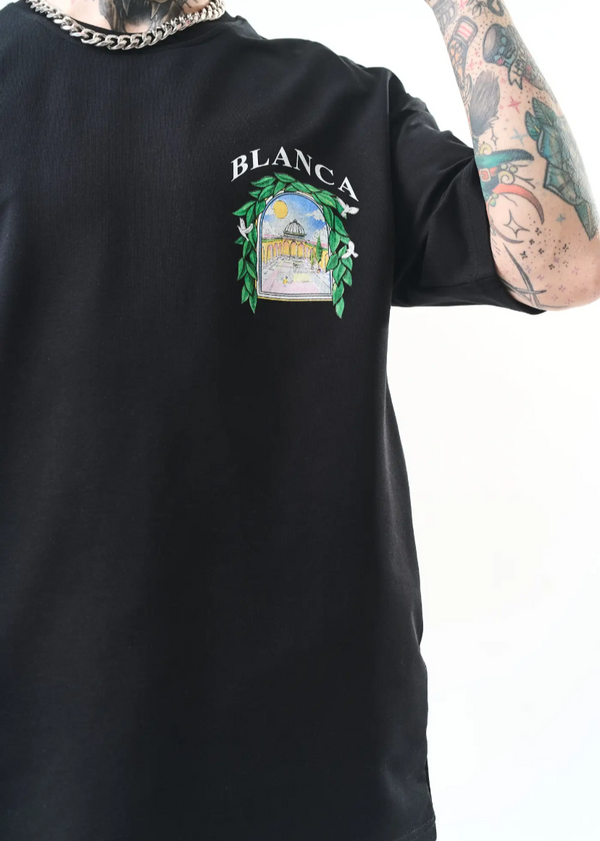 T-shirt oversize homme imprimé arcade végétale – style artistique 1581 – Menthe