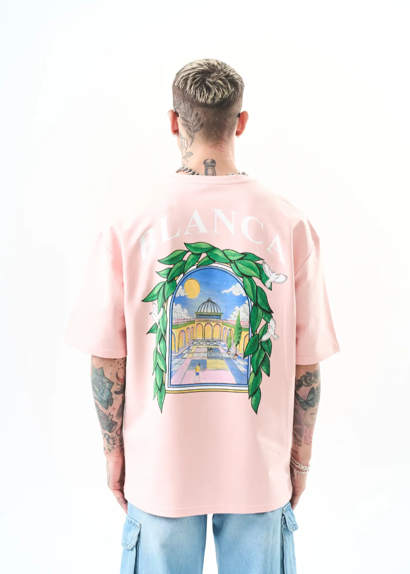 T-shirt oversize homme imprimé arcade végétale – style artistique 1581