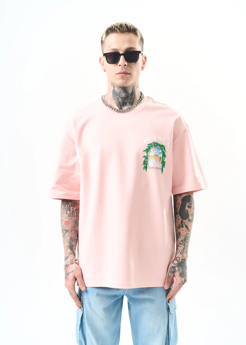 T-shirt oversize homme imprimé arcade végétale – style artistique 1581