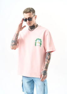T-shirt oversize homme imprimé arcade végétale – style artistique 1581