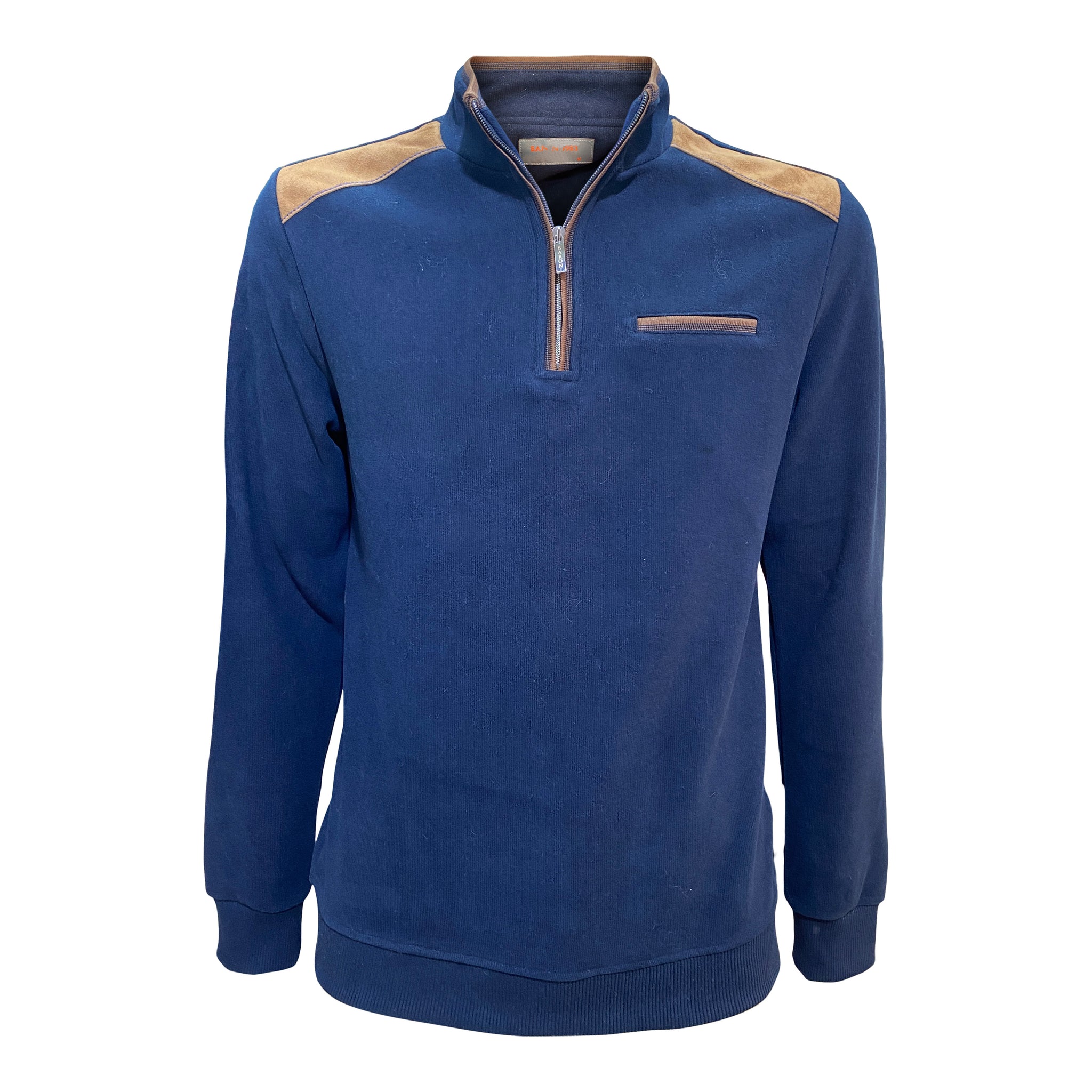 Sweatshirt homme col zippé en coton doux Baron 1983 BRN24k23