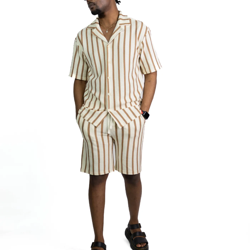 Ensemble chemise et short homme rayé Marrakech JK906