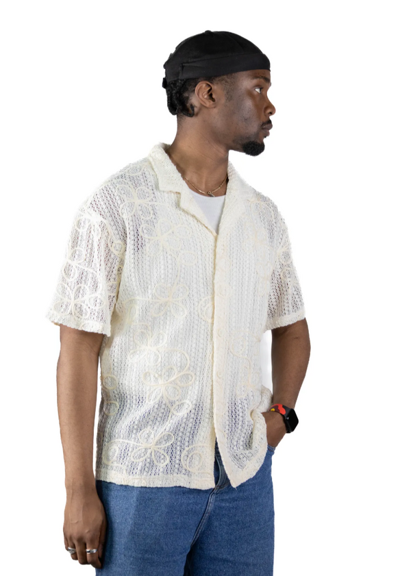 Chemisette en crochet pour homme Hallstarz JK907 – Ecru