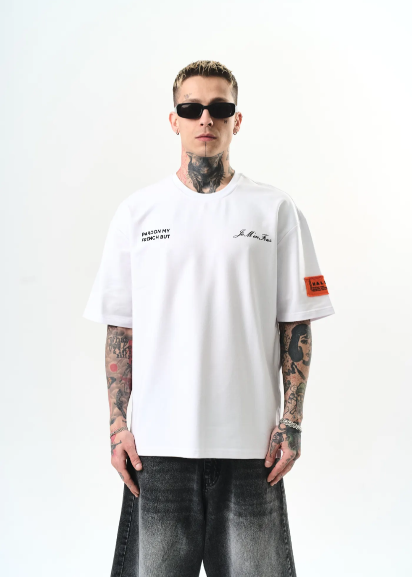 T-shirt oversize homme Hallstarz – "Pardon My French But Je M’en Fous"
