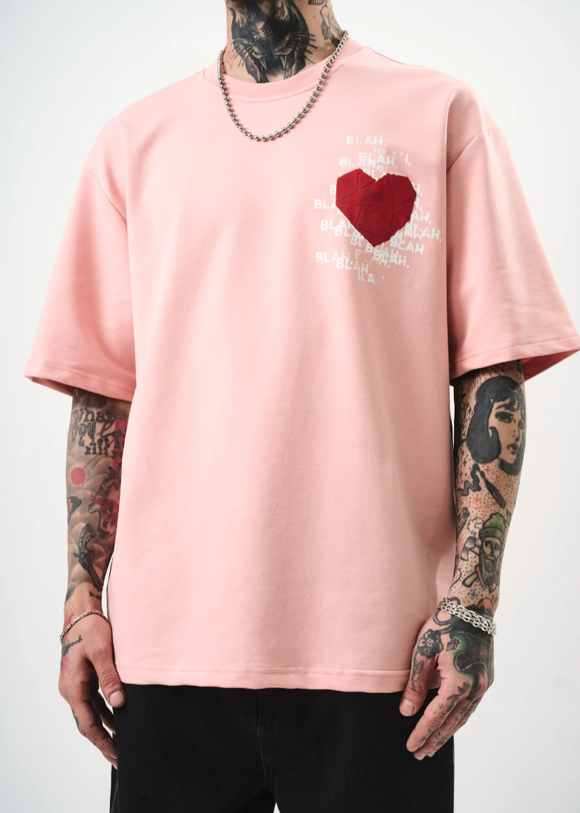 T-shirt oversize homme Hallstarz – BlaBla cœur brodé 3D