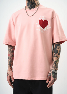 T-shirt oversize homme Hallstarz – BlaBla cœur brodé 3D