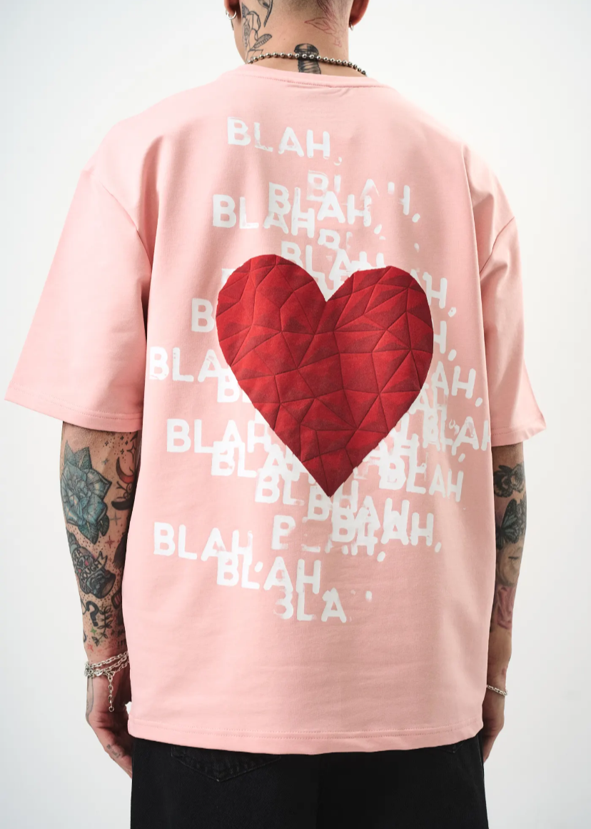 T-shirt oversize homme Hallstarz – BlaBla cœur brodé 3D