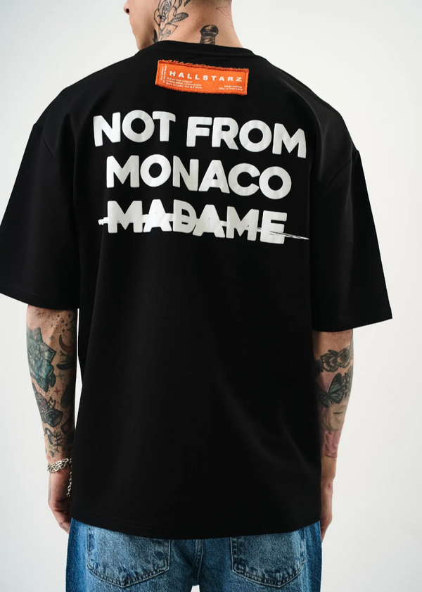 T-shirt oversize homme Hallstarz – Not From Monaco Madame Sako – Noir
