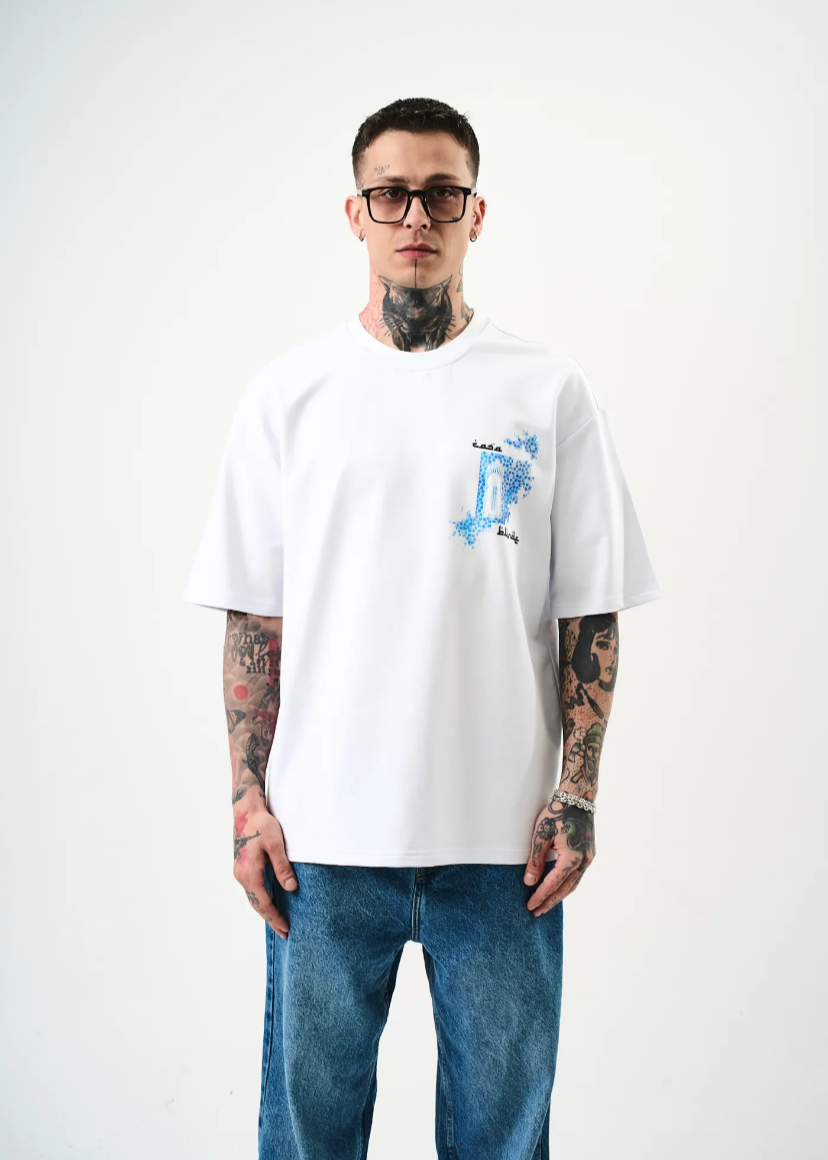 Tshirt Oversize Homme Blanc Hallstarz ENZO