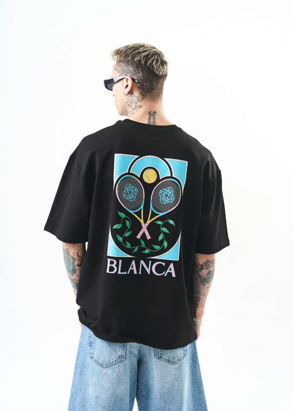 T-shirt oversize Hallstarz Blanca Tennis 1582 – Noir