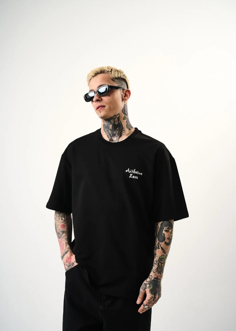 Tshirt Homme Hallstarz Airborne Love Noir