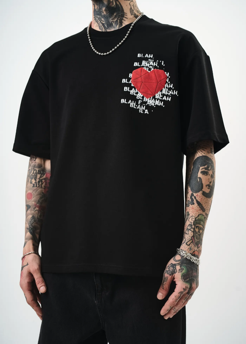 Tshirt Oversize Homme Bla Bla Noir