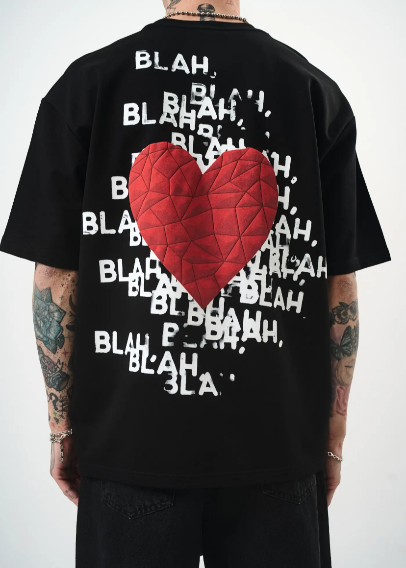 Tshirt Oversize Homme Bla Bla Noir