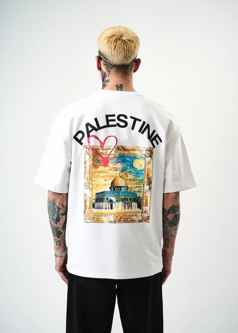T-shirt Oversize Homme Hallstarz "Palestine" avec imprimé artistique Aksa