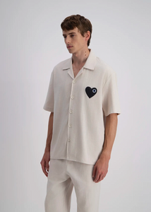 Chemise Decontracte Lin avec Coeur ADJ Beige