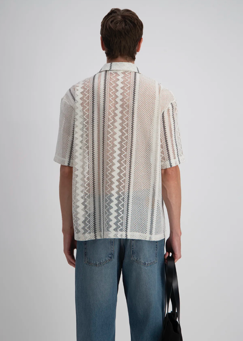 Chemise Crochet Rayée Blanc ADJ