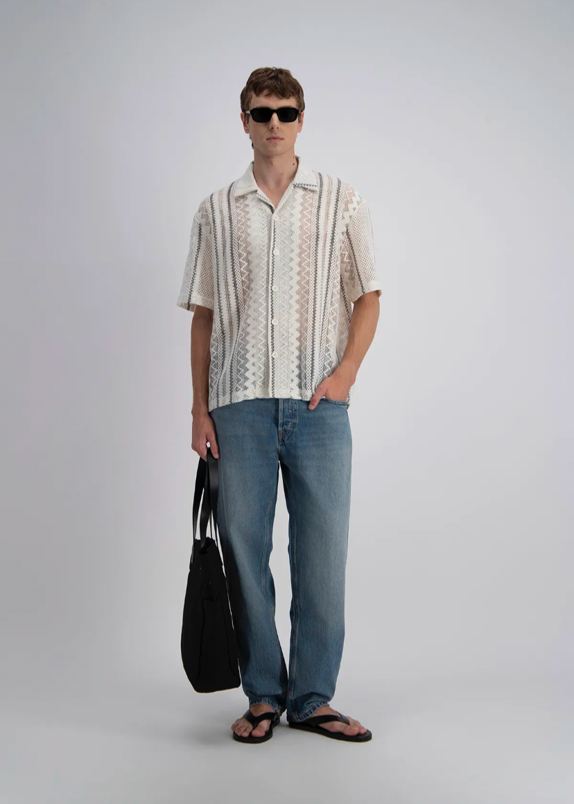 Chemise Crochet Rayée Blanc ADJ