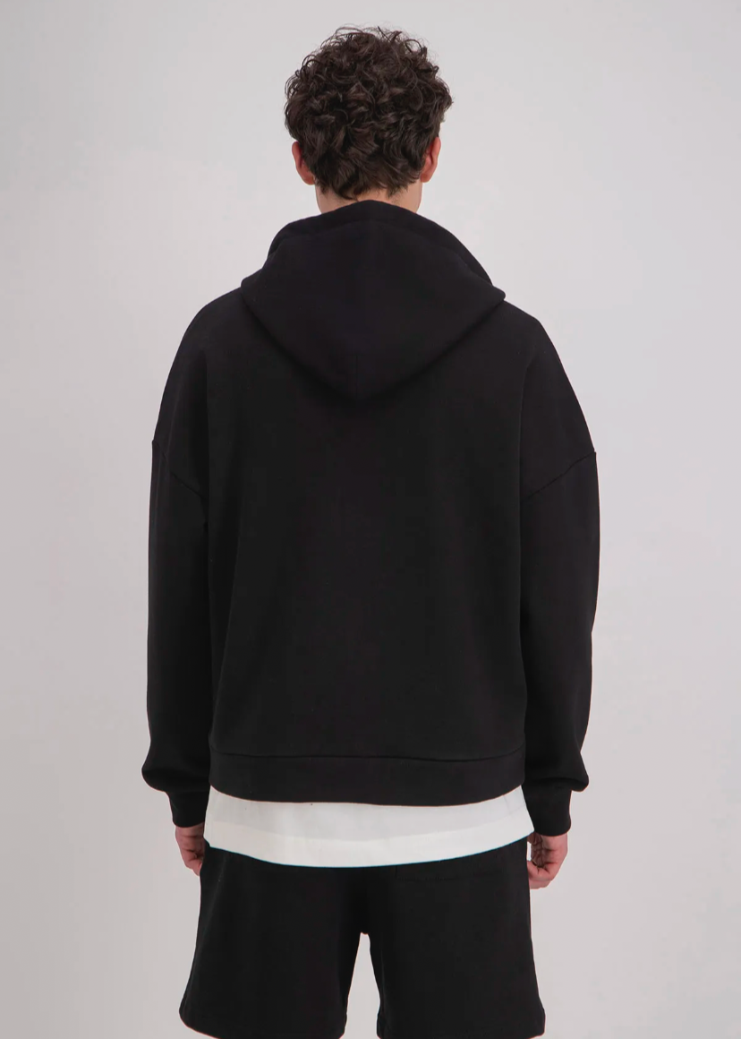 Sweat à Capuche Coeur Zippé Oversize ADJ Noir