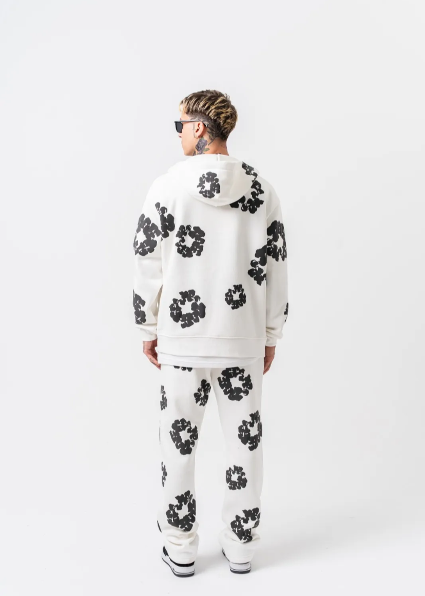 Ensemble Veste Pantalon Fleuri Hallstarz Blanc