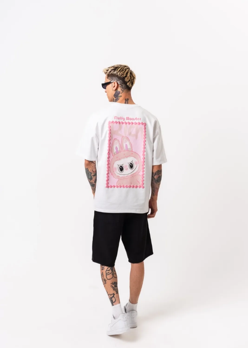 Tshirt oversize Homme Labubu Blanc Hallstarz
