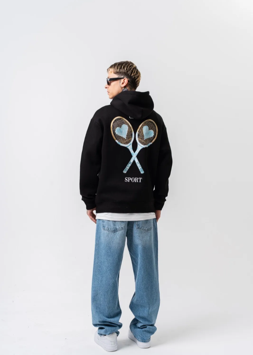 Sweat a Capuche Oversize Homme Casa Sport Noir Hallstarz
