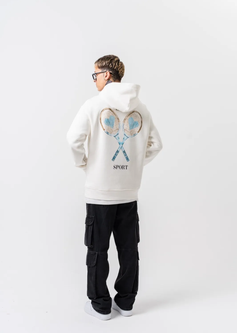 Sweat a Capuche Oversize Homme Casa Sport Blanc Hallstarz