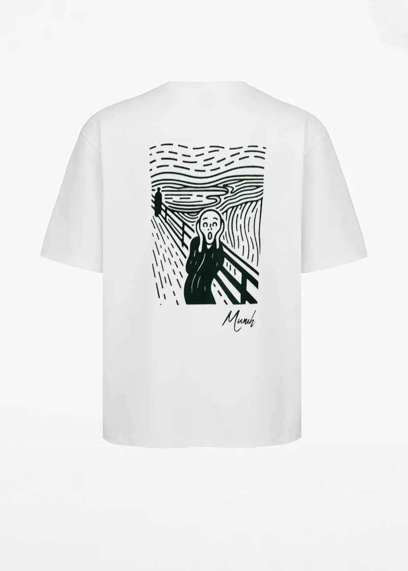 Tshirt Oversize Homme ADJ Folie Munch Blanc