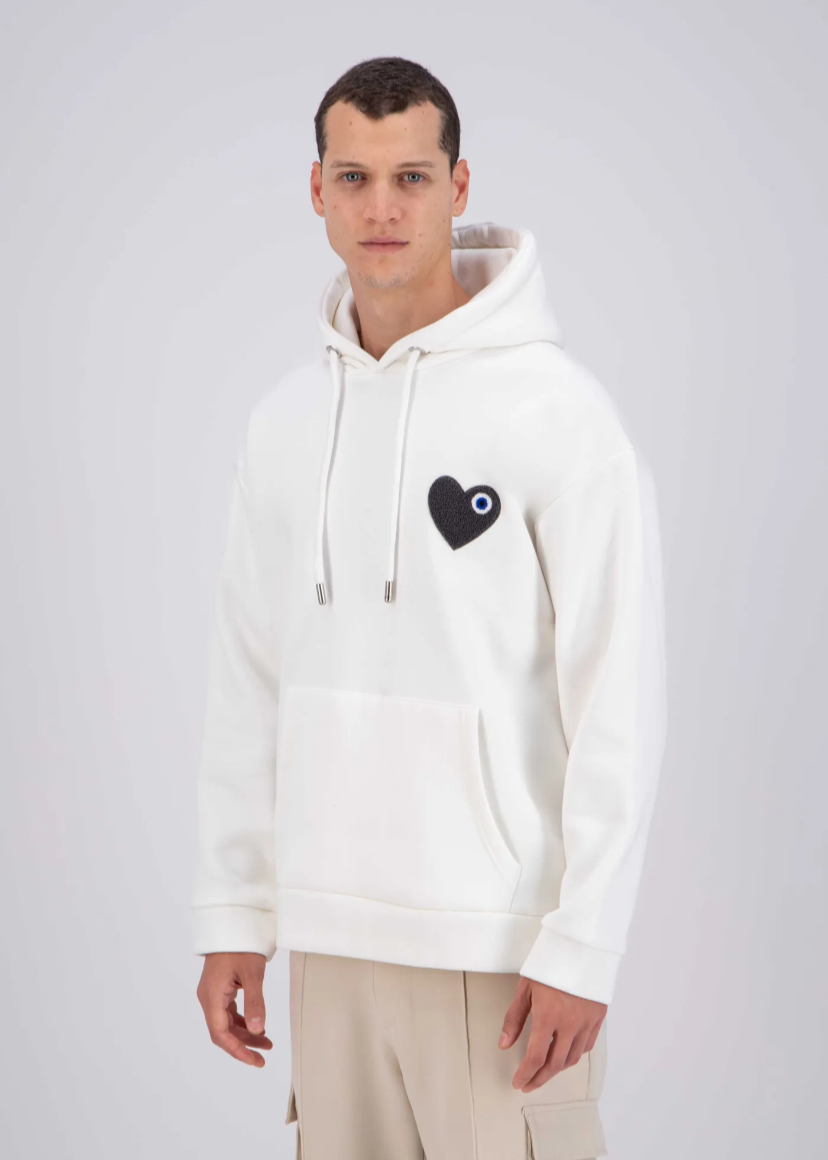 Sweat Oversize ADJ Coeur Brodé Homme Blanc