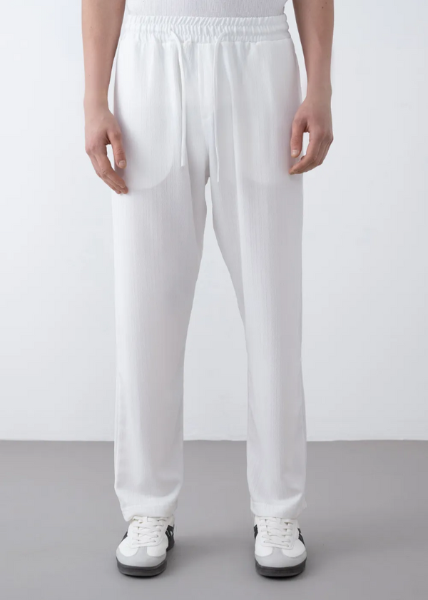 Pantalon Blanc Fluide à Taille Élastique – Marrakech 2448 – Blanc