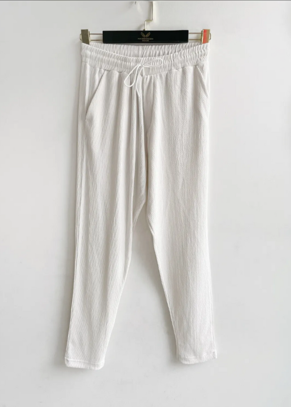 Pantalon fluide texturé homme – coupe confortable et look relax 1309 – Blanc