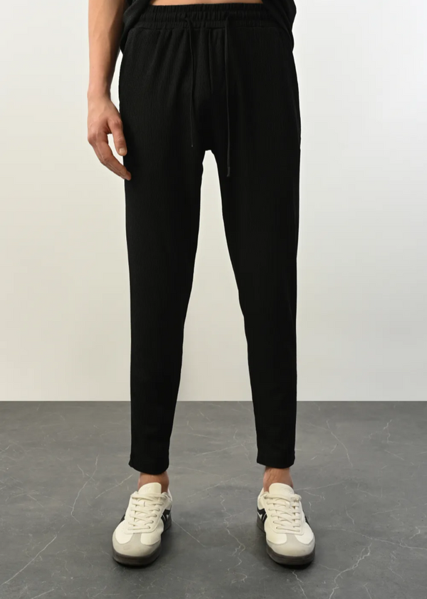 Pantalon fluide texturé homme – coupe confortable et look relax 1309 – Noir