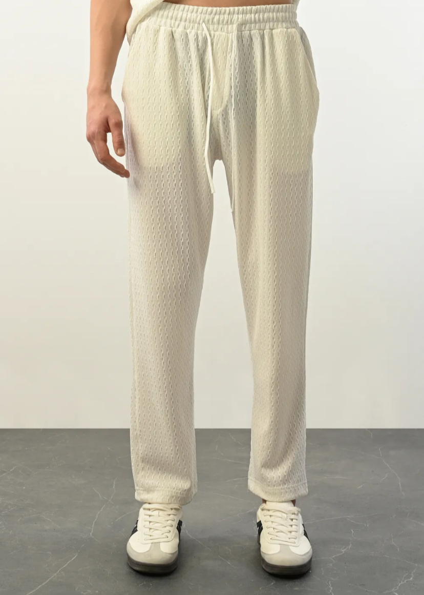 Pantalon Homme Motif Chainettes Marrakech Ecru