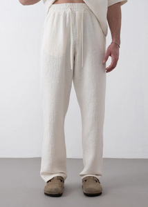 Pantalon Texturé Décontracté Homme Blanc