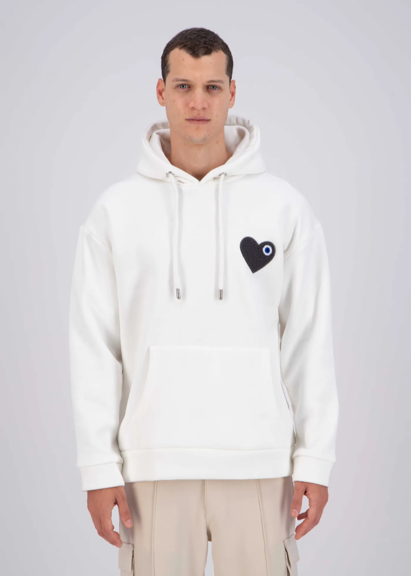 Sweat Oversize ADJ Coeur Brodé Homme Blanc
