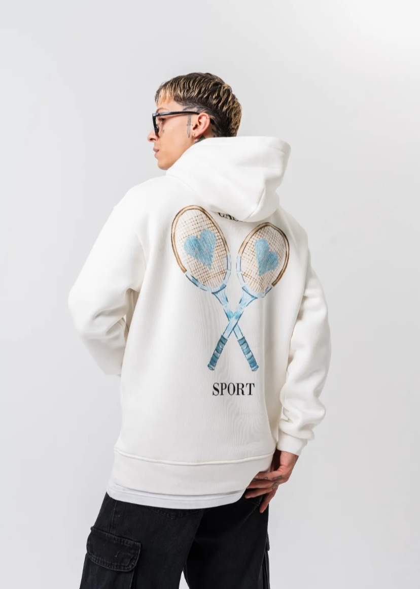 Sweat a Capuche Oversize Homme Casa Sport Blanc Hallstarz